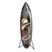 Wooden Surfboard Carving,  Handcarved From Pinus Wood