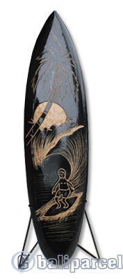 Wooden Surfboard Carving,  Handcarved From Pinus Wood