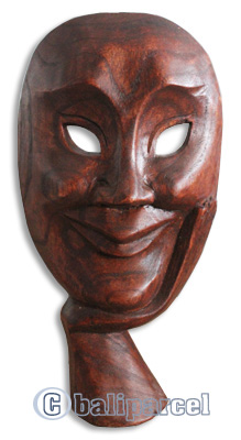 Wooden Mask Carving, Hand Carved From Hibiscus Wood With Brown Polished