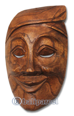 Wooden Mask Carving, Hand Carved From Hibiscus Wood With Brown Polished