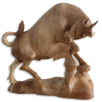 Handcarved Wooden Buffalo, Made From Suar Wood With Natural  Polished