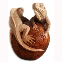 Handcarved Wooden Lizart Dragon,made From Suar Wood