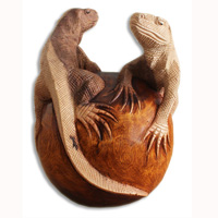 Handcarved Wooden Komodo Dragon,made From Suar Wood