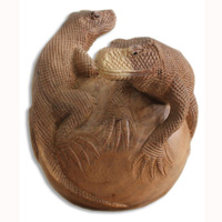 Handcarved Wooden Komodo Dragon,made From Suar Wood