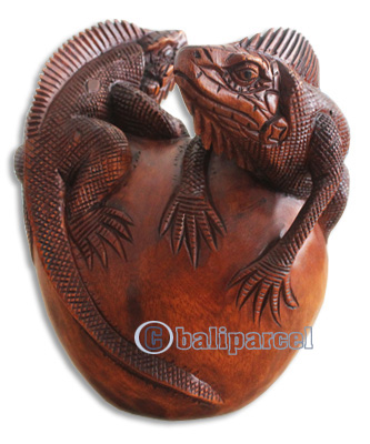 Handcarved Wooden Lizart Dragon,made From Suar Wood