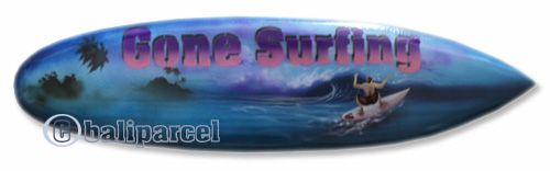 Wooden Surfboard Airbrused, Handcarved From Pinus Wood 