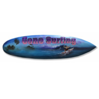 Wooden Surfboard Airbrused, Handcarved From Pinus Wood 