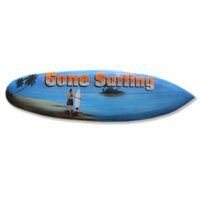Wooden Surfboard Airbrused, Handcarved From Pinus Wood 