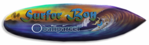 Wooden Surfboard Airbrused, Handcarved From Pinus Wood 