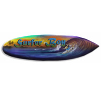 Wooden Surfboard Airbrused, Handcarved From Pinus Wood 
