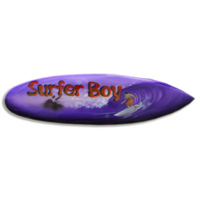 Wooden Surfboard Airbrused, Handcarved From Pinus Wood 