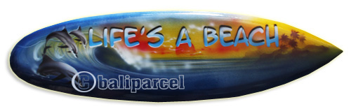 Wooden Surfboard Airbrused, Handcarved From Pinus Wood 