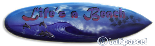 Wooden Surfboard Airbrused, Handcarved From Pinus Wood 