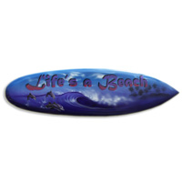 Wooden Surfboard Airbrused, Handcarved From Pinus Wood 