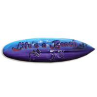 Wooden Surfboard Airbrused, Handcarved From Pinus Wood 