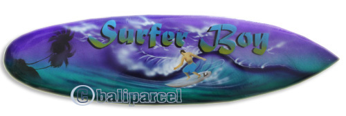 Wooden Surfboard Airbrused, Handcarved From Pinus Wood 
