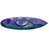 Wooden Surfboard Airbrused, Handcarved From Pinus Wood 