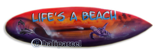 Wooden Surfboard Airbrused, Handcarved From Pinus Wood