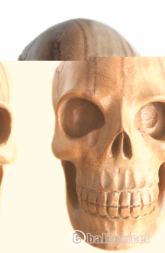 Handcarved Wooden Skull Head Made From Suar Wood