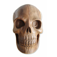 Handcarved Wooden Skull Head Made From Suar Wood