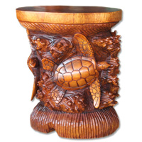 Handcarved Wooden Chair With Turtle Made From Suar Wood