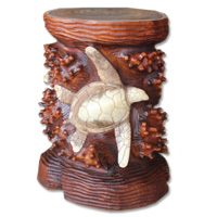 Handcarved Wooden Chair With Turtle Made From Suar Wood