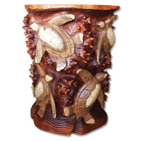 Handcarved Wooden Table With Turtle Made From Suar Wood