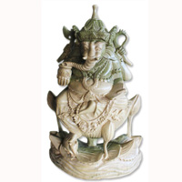 Handcarved Wooden Ganesha Statue, Made From Suar Wood Natural Polished