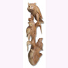 Handcarved Wooden Owl With 3 Baby, Made From Suar Wood With Natural Polished