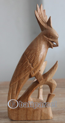 Handcarved Wooden Cockatoo, Made From Hibiscus Wood With Natural Polished