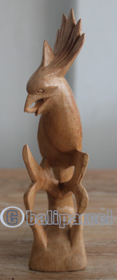 Handcarved Wooden Cockatoo, Made From Hibiscus Wood With Natural Polished