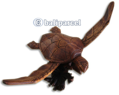 Handcarved Wooden Turtle With Parasite Wood Made From Hibiscus Wood