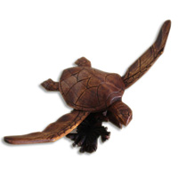 Handcarved Wooden Turtle With Parasite Wood Made From Hibiscus Wood
