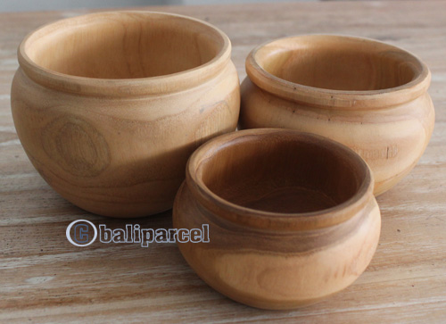 Hand Carved Wooden Set Of 3 Bowl, Made From Teak  Wood