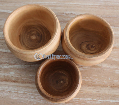 Hand Carved Wooden Set Of 3 Bowl, Made From Teak  Wood
