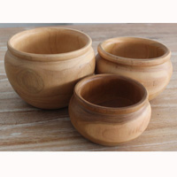 Hand Carved Wooden Set Of 3 Bowl, Made From Teak  Wood