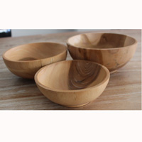 Hand Carved Wooden Set Of 3 Bowl, Made From Teak  Wood