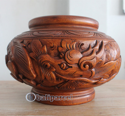 Hand Carved Wooden Box, Made From Suar Wood
