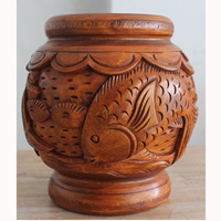 Hand Carved Wooden Box, Made From Suar Wood