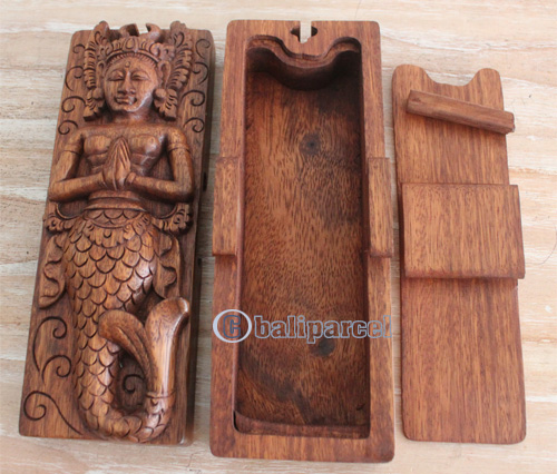 Hand Carved Wooden Box, Made From Suar Wood