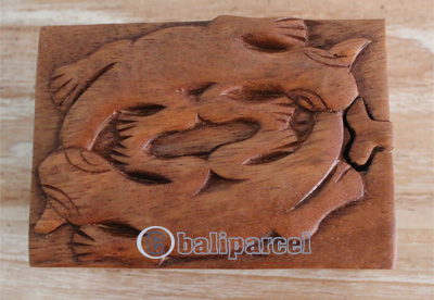 Hand Carved Wooden Box, Made From Suar Wood