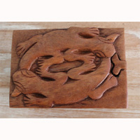 Hand Carved Wooden Box, Made From Suar Wood