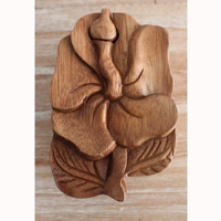 Hand Carved Wooden Box, Made From Suar Wood