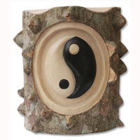 Handcarved Wooden Yingyang, Made From Crocodile Wood Natural Polished