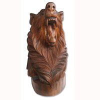 Wooden Wolves, Hand Carved From Waru Wood With Brown Polished