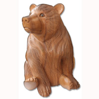 Wooden Bear, Hand Carved From Suar Wood With Natural Polished