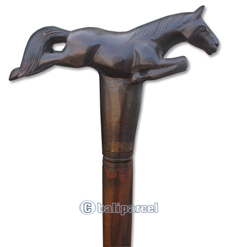 Wooden Horse Walking Stick, Hand Carved From Sono Wood