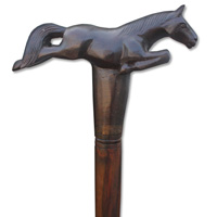 Wooden Horse Walking Stick, Hand Carved From Sono Wood