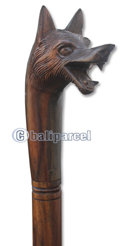 Wooden Wolves Walking Stick, Hand Carved From Sono Wood
