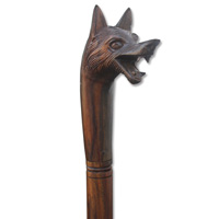 Wooden Wolves Walking Stick, Hand Carved From Sono Wood